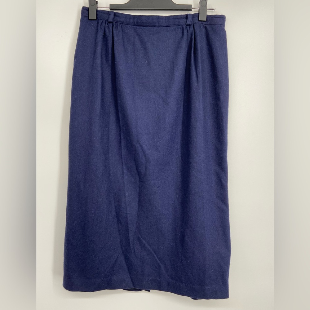 Point of View Midi‎ Blue Wool Skirt, Vintage, Size 14